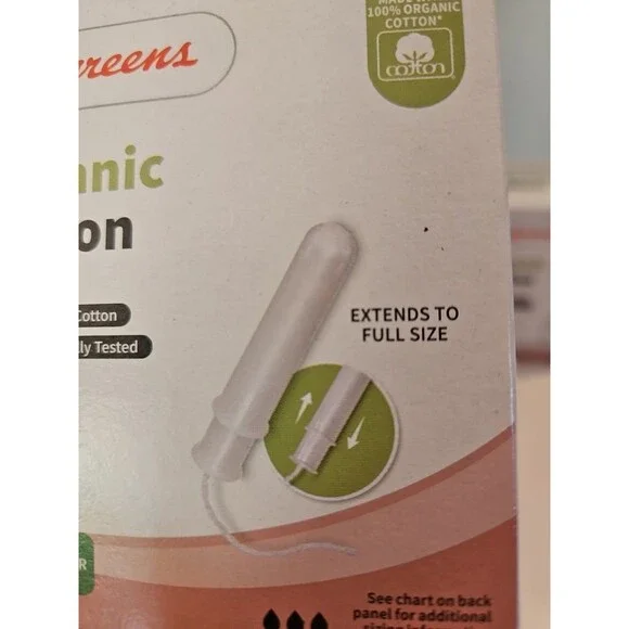2 Walgreens 100% Organic Cotton Tampons UNSCENTED Super 16 Count Each 32 TOTAL - Picture 3 of 5
